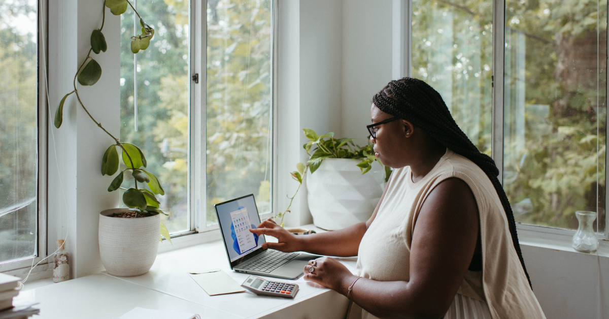black woman, woman at work, work from home, woman on laptop, home office, building resilence