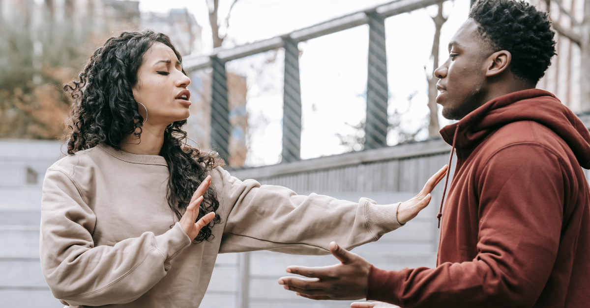 a heterosexual couple in a healthy argument