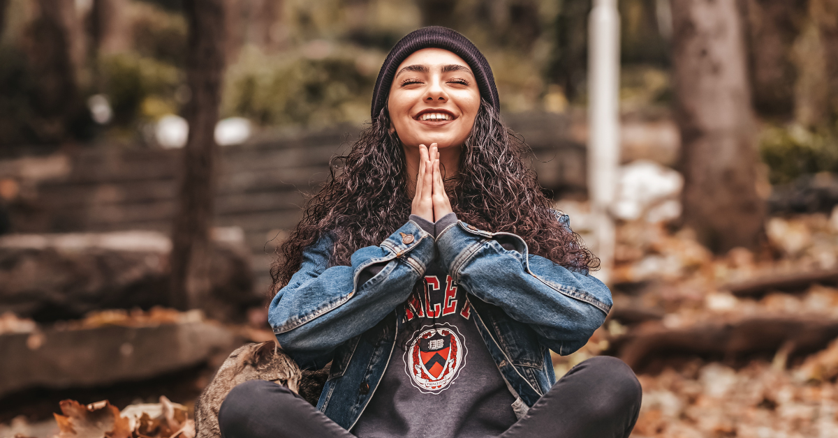 woman smiling with no stress