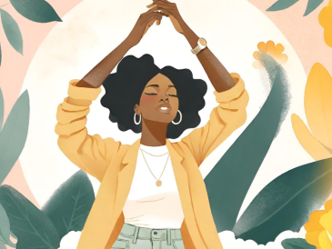 illustration of a woman rising into change